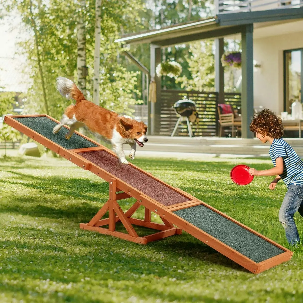 Pet Scene Petscene Pet Seesaw Dog Obedience Training Puppy Sports Agility Outdoor Play Equipment Wooden