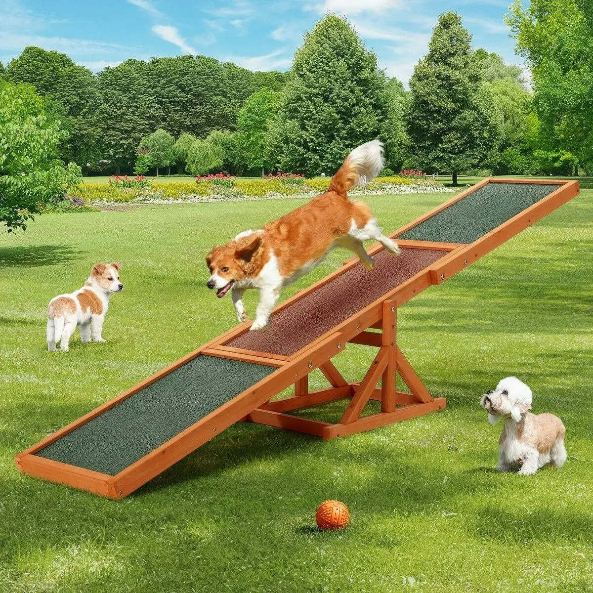 Pet Scene Petscene Pet Seesaw Dog Obedience Training Puppy Sports Agility Outdoor Play Equipment Wooden