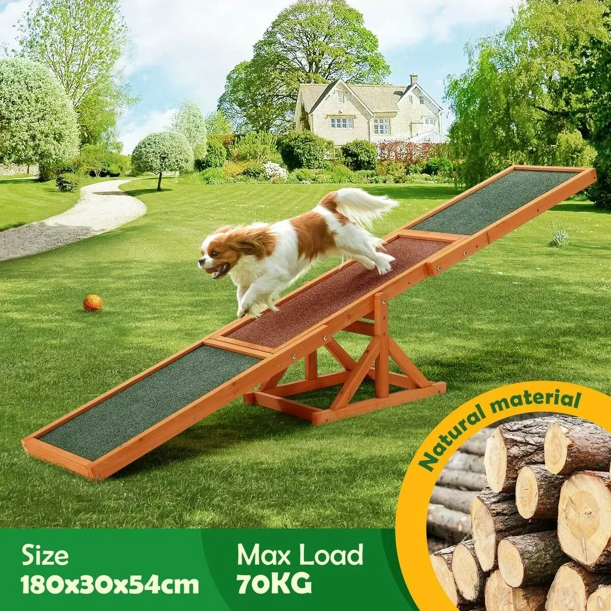 Pet Scene Petscene Pet Seesaw Dog Obedience Training Puppy Sports Agility Outdoor Play Equipment Wooden