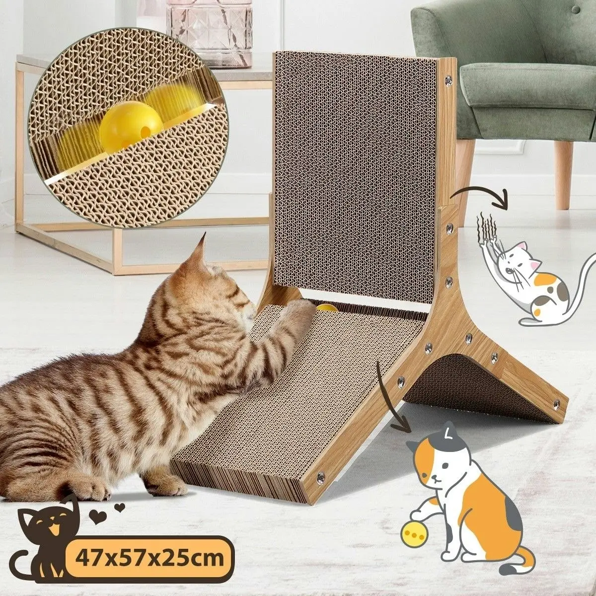 Pet Scene Cat Scratching Board Cat Tree Scratcher Pad Lounge Toy Furniture Corrugated Cardboard