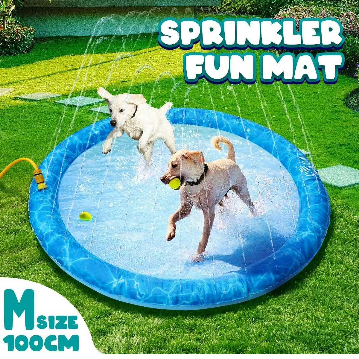 AFP  Pet Dog Sprinkler Splash Pad Mat Kids Outdoor Water Play Spray Pool Toy 100cm