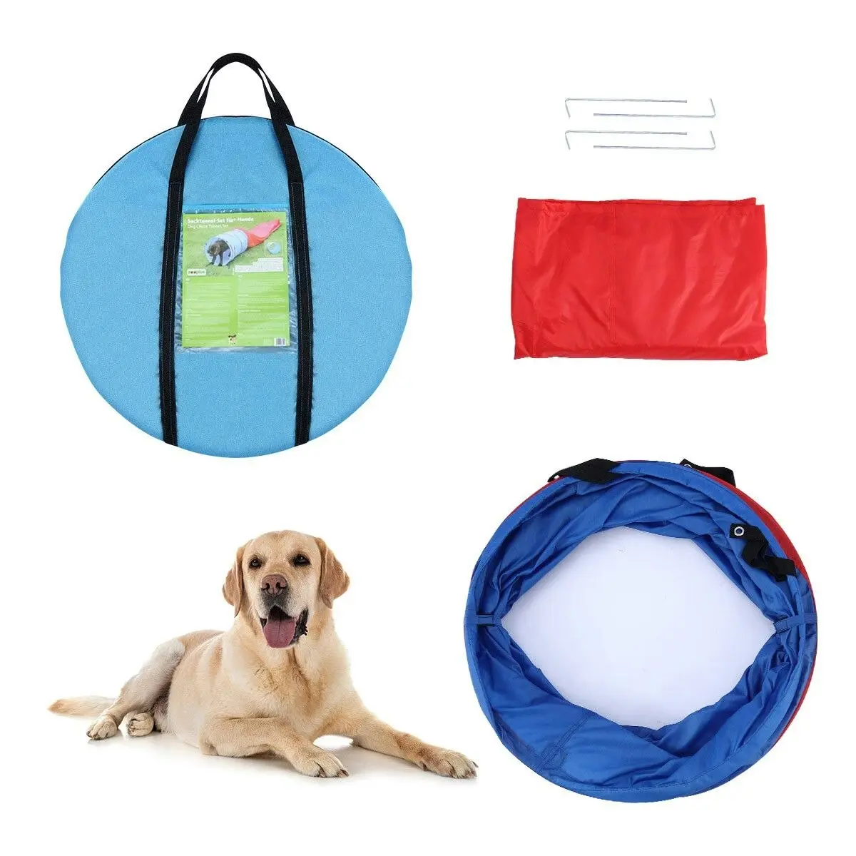 Ausway Pet Dog Tunnel Puppy Agility Equipment Interactive Toys Exercise Training with Carrying Case