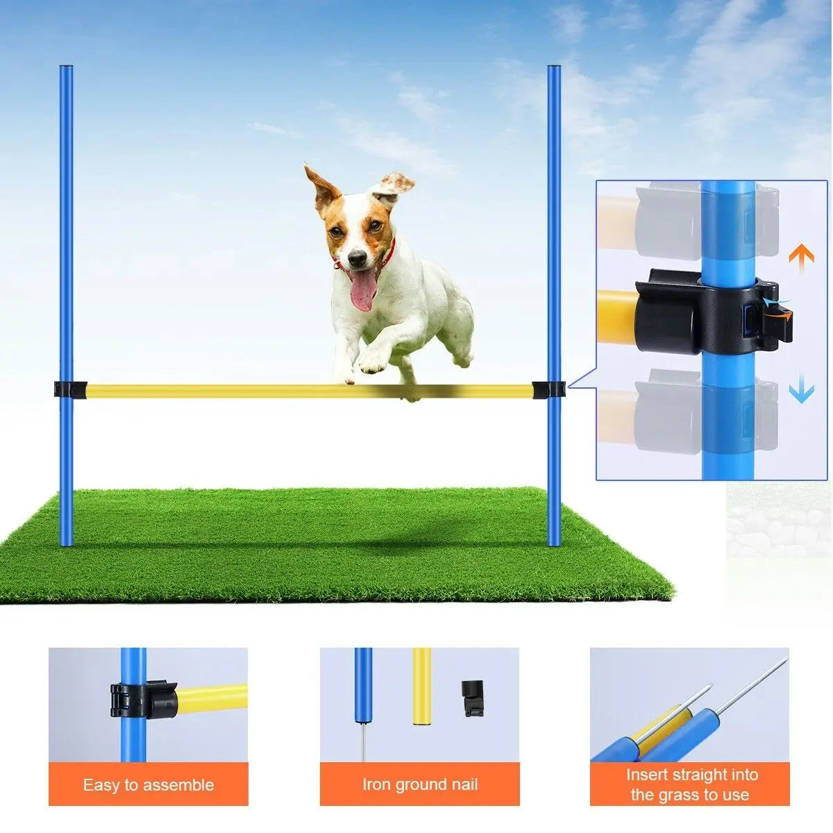 Ausway Pawise Dog Agility Equipment Set 28 PCS Pet Obstacle Training Course Tunnel Poles Pause Box Carrying Bags