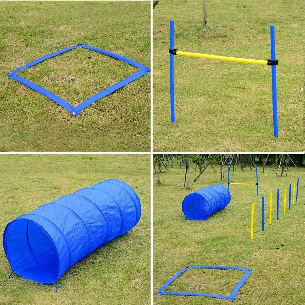 Ausway Pawise Dog Agility Equipment Set 28 PCS Pet Obstacle Training Course Tunnel Poles Pause Box Carrying Bags