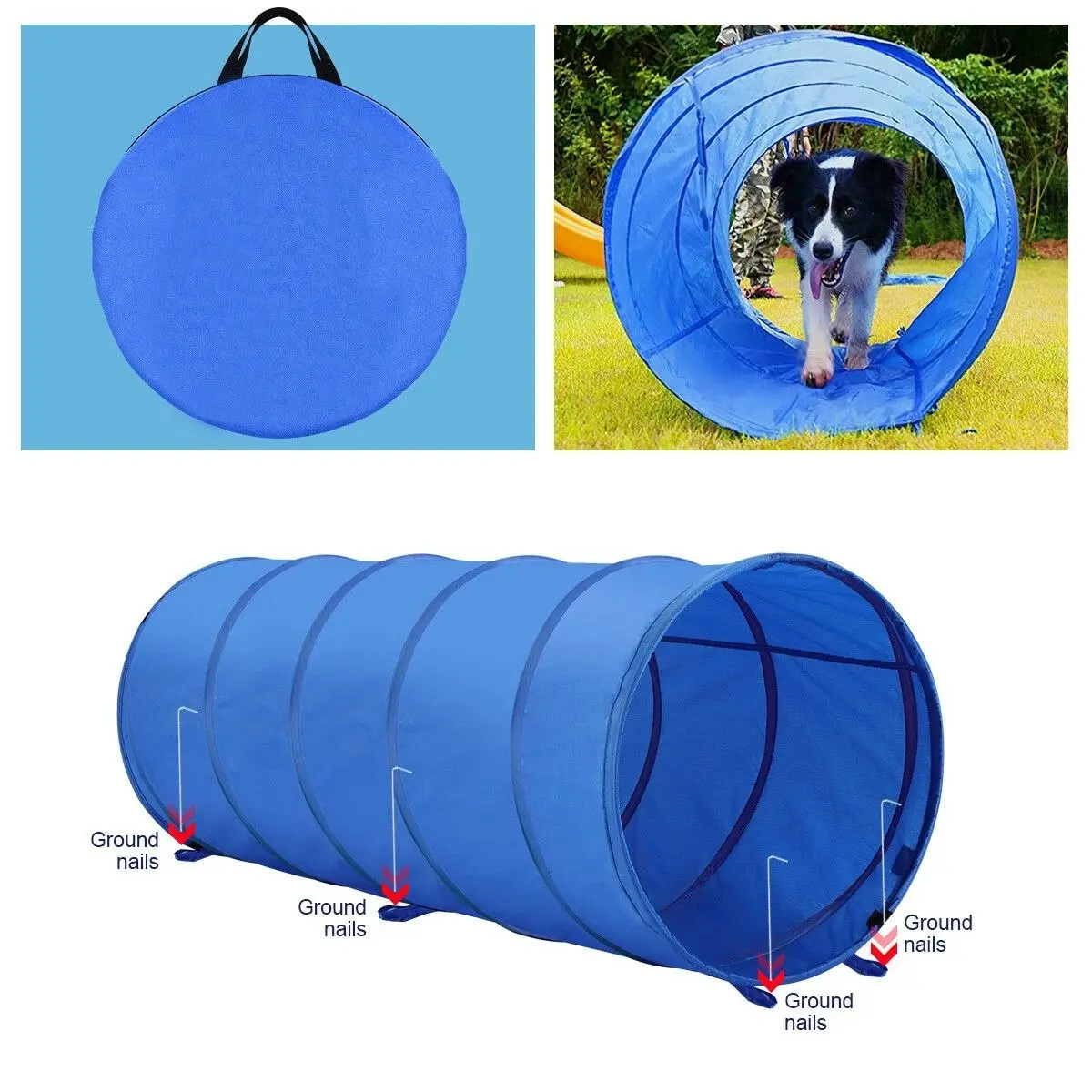 Ausway Pawise Dog Agility Equipment Set 28 PCS Pet Obstacle Training Course Tunnel Poles Pause Box Carrying Bags