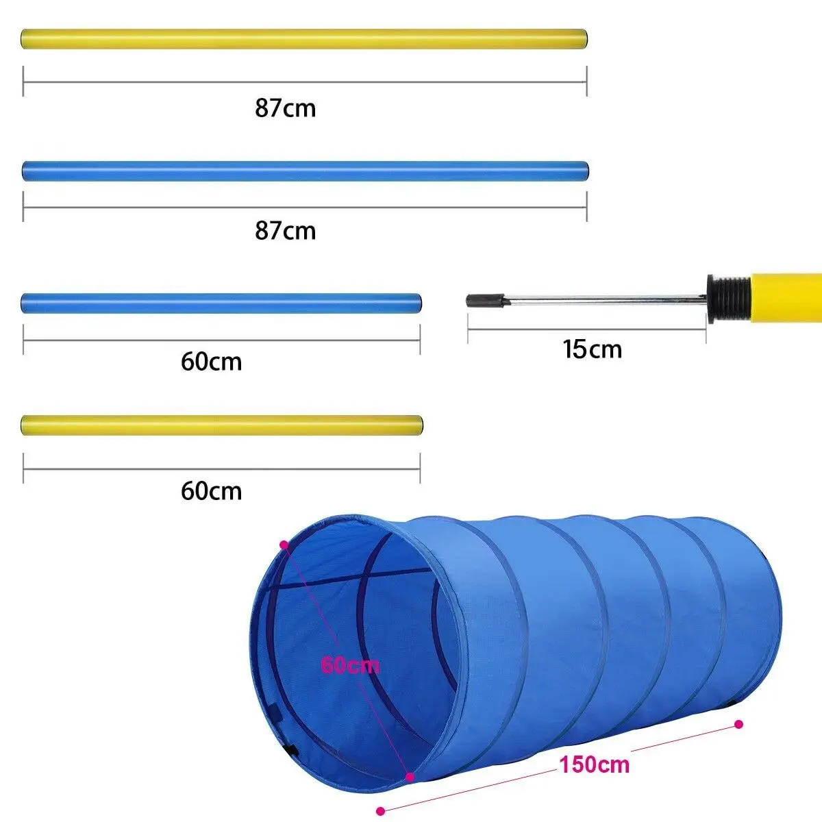 Ausway Pawise Dog Agility Equipment Set 28 PCS Pet Obstacle Training Course Tunnel Poles Pause Box Carrying Bags