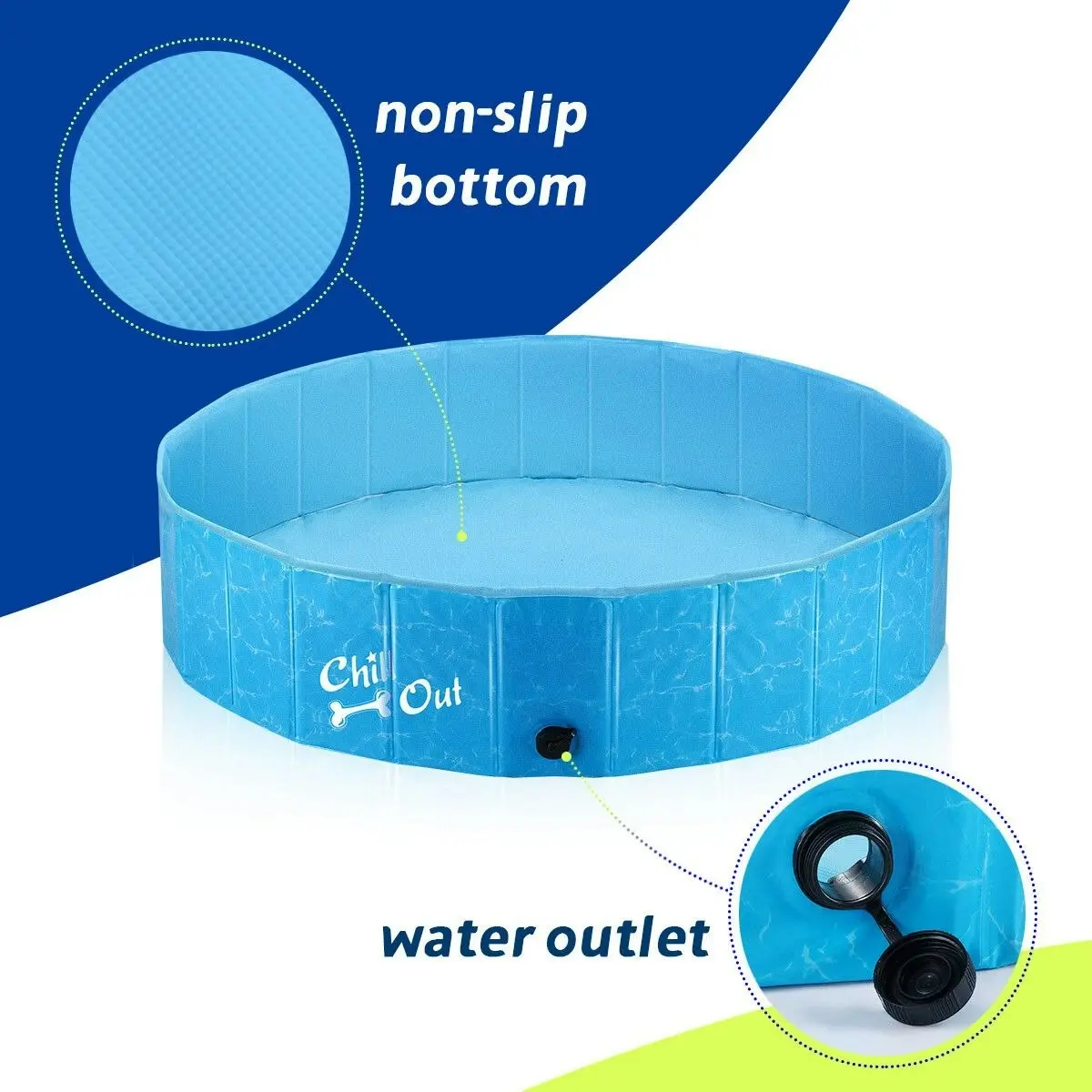 AFP  Portable Foldable Dog Puppy Swimming Paddling Pool Bath Tub M Size for Cat Pet Children