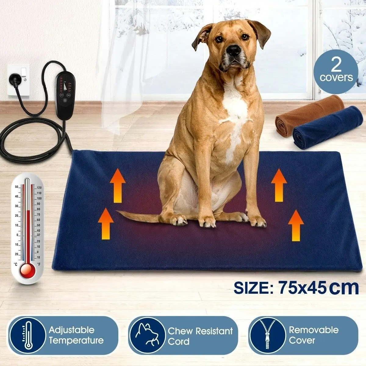 Pet Scene Heated Dog Pad Pet Cat Doggy Heating Bed Puppy Electric Heater Mat Thermal Protection XL 75x45cm