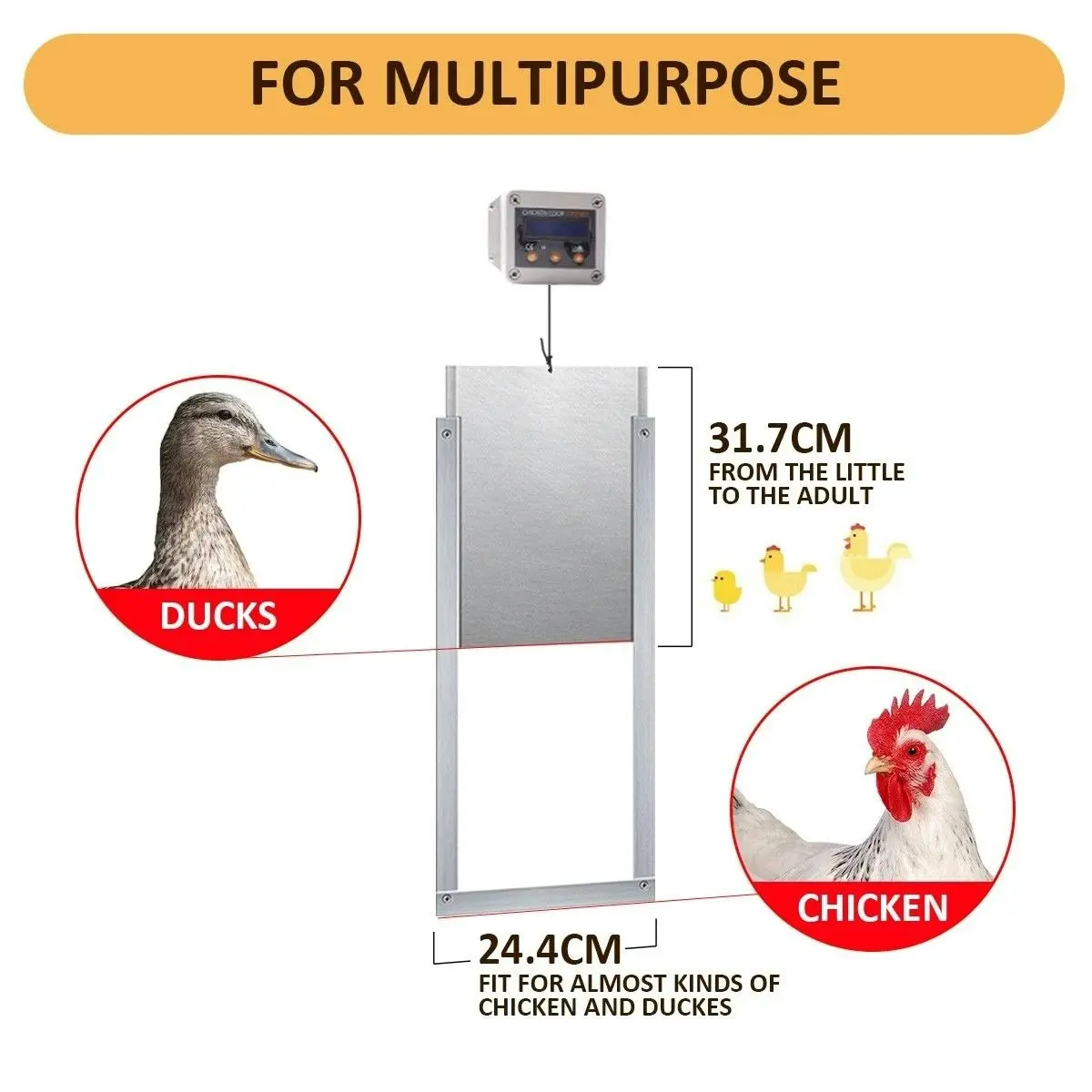 Pet Scene Automatic Chicken Door Opener Coop Auto House Cage Closer Controller Kit Timer Light Sensor