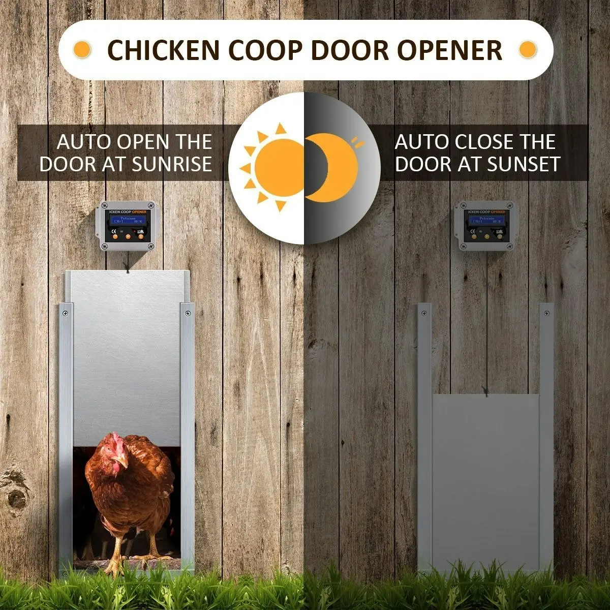 Pet Scene Automatic Chicken Door Opener Coop Auto House Cage Closer Controller Kit Timer Light Sensor