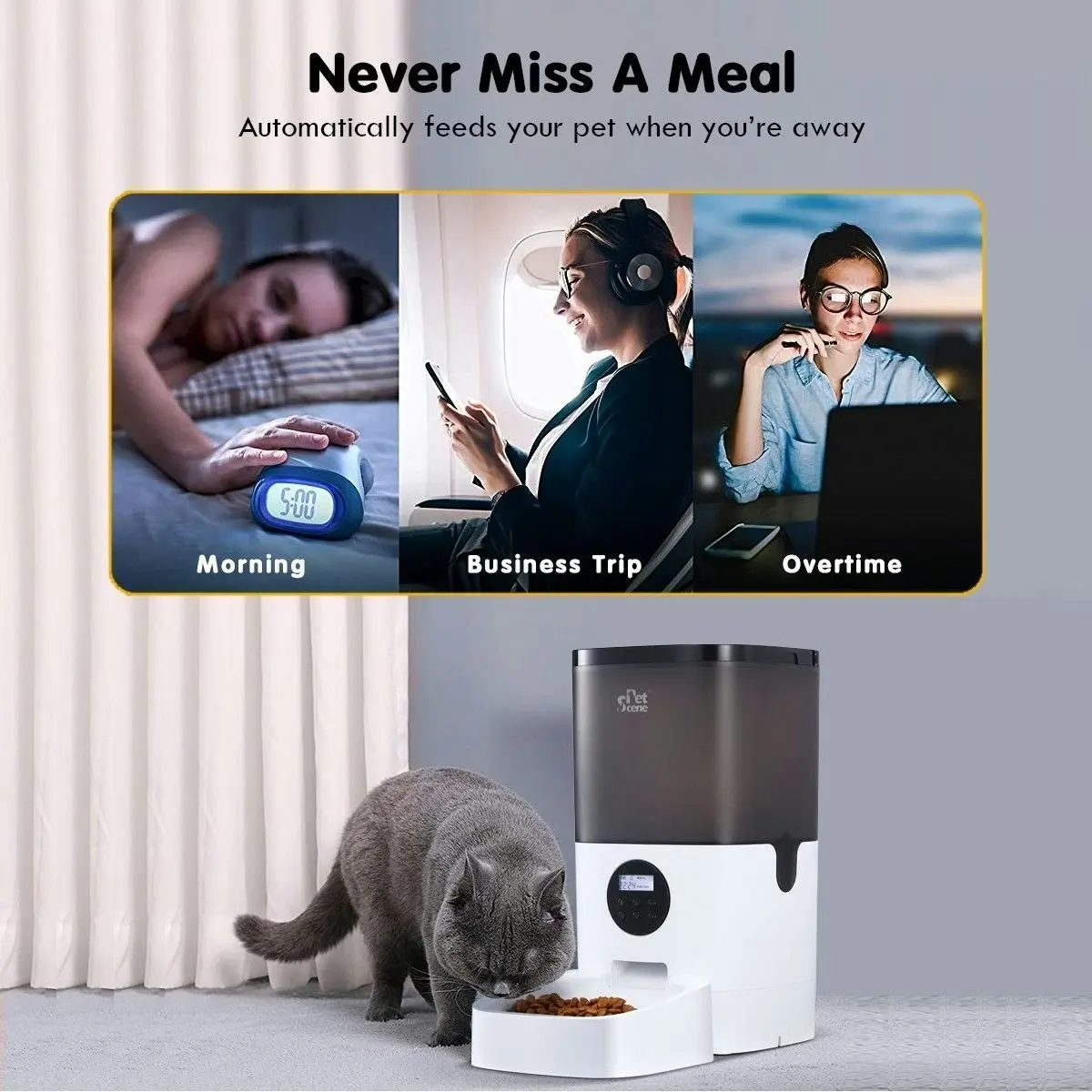 Pet Scene Petscene 6L Automatic Pet Feeder Dog Cat Feeder Food Dispenser with LCD Screen