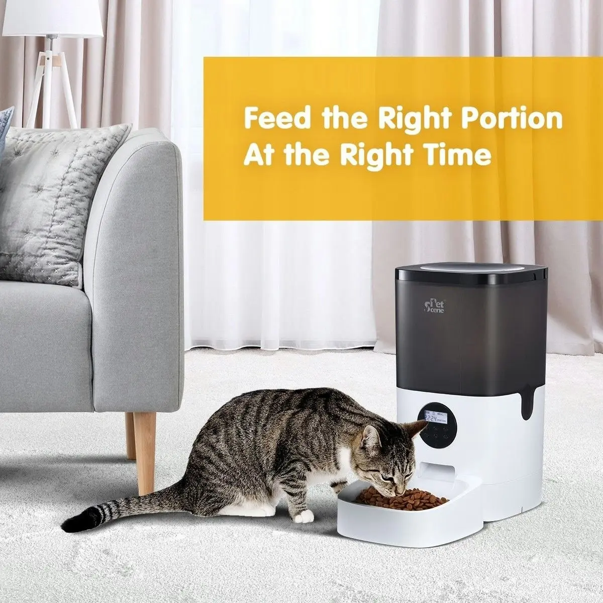 Pet Scene Petscene 6L Automatic Pet Feeder Dog Cat Feeder Food Dispenser with LCD Screen