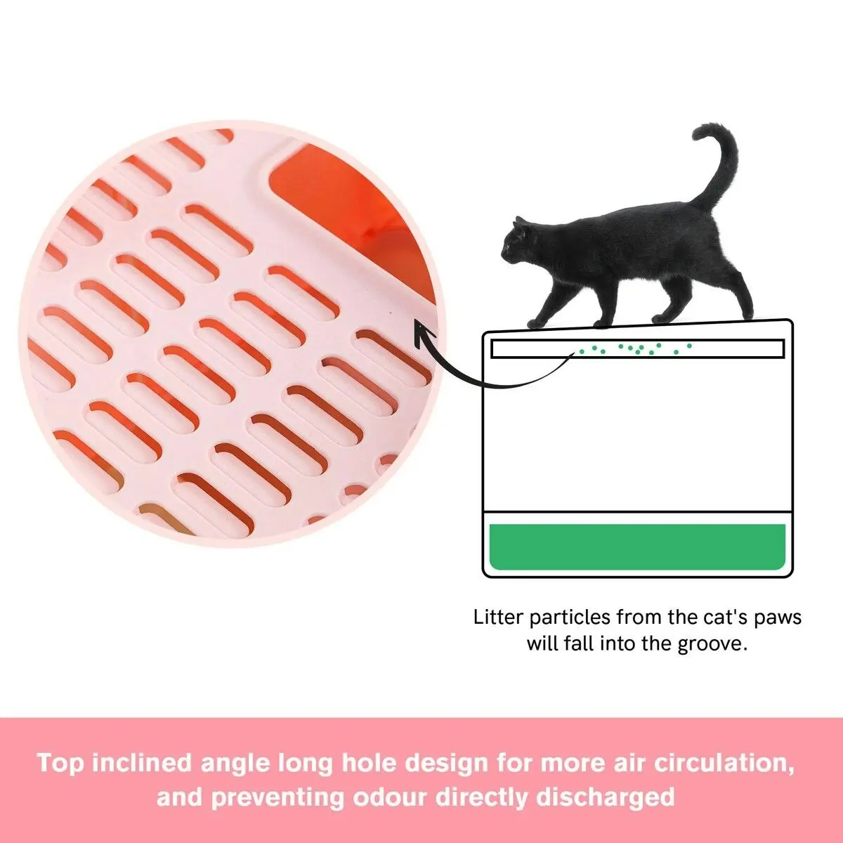 Pet Scene Cat Litter Box Kitty Toilet Training Enclosed Front Top Entry Lid Large Covered Hooded Kitten Potty Pan Furniture Scoop Foldable Pink