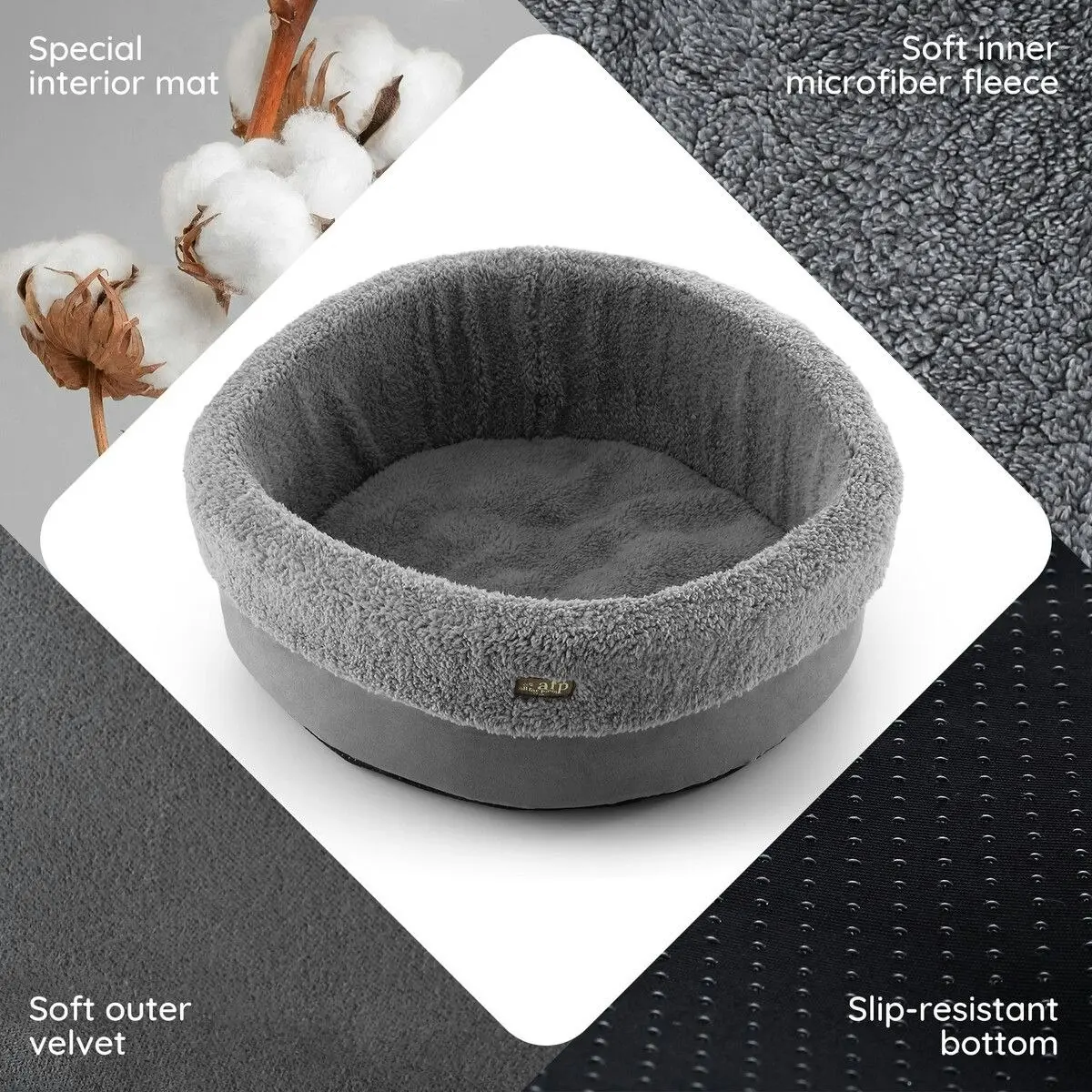 Pet Scene Heated Dog Cat Pet Bed Kitten Puppy Heater Washable Heating Calming Warmer Warming Comforting Indoor Nest 46x46x16cm