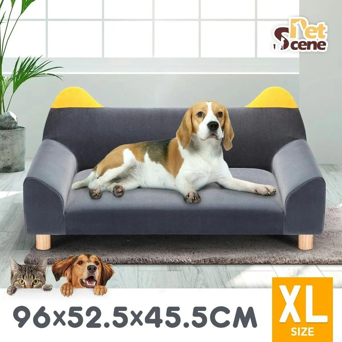 Pet Scene Dog Bed Cat Couch Pet Sofa Doggy Soft Lounge Puppy Cushioned Chaise Furniture Ears Legs Flannelette