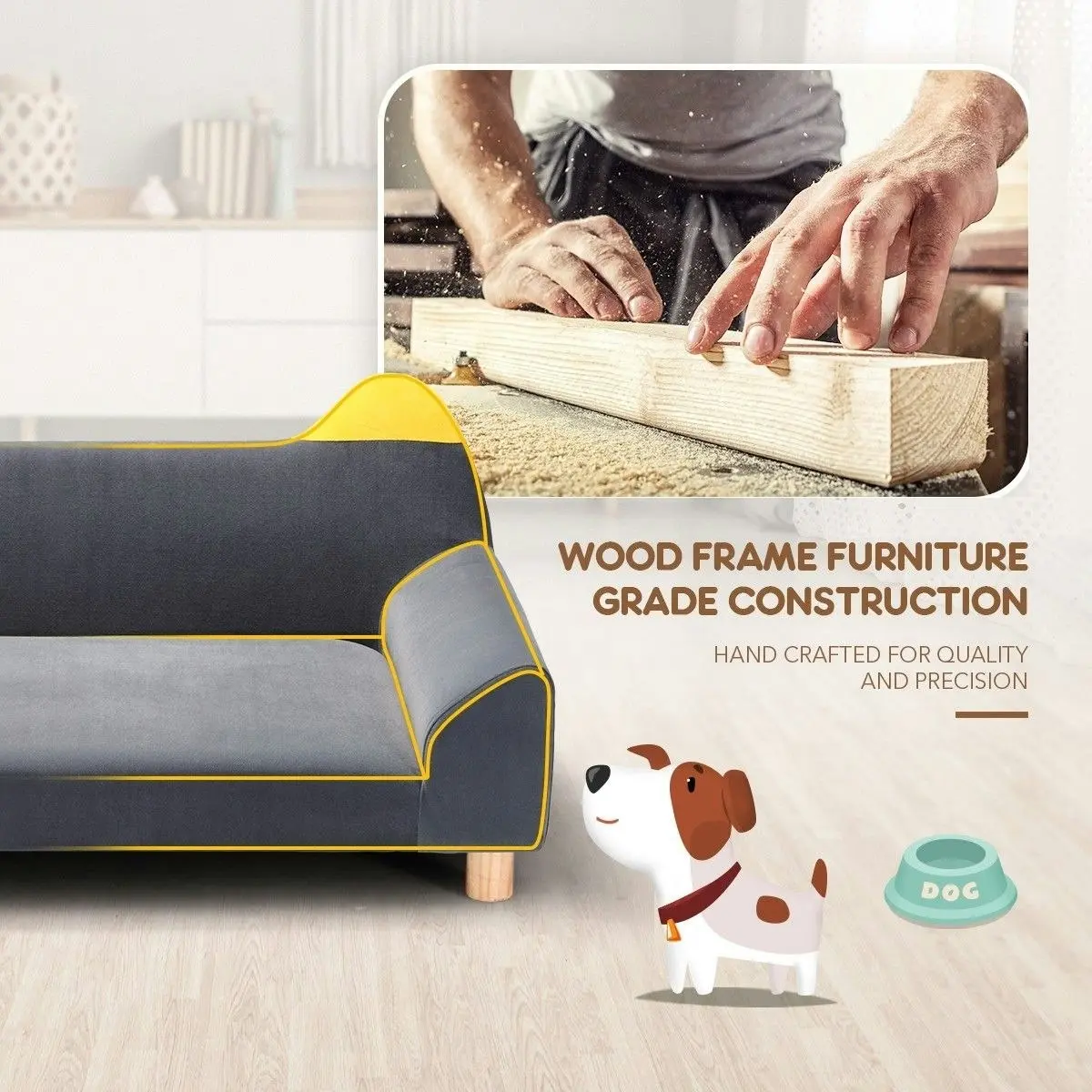 Pet Scene Dog Bed Cat Couch Pet Sofa Doggy Soft Lounge Puppy Cushioned Chaise Furniture Ears Legs Flannelette