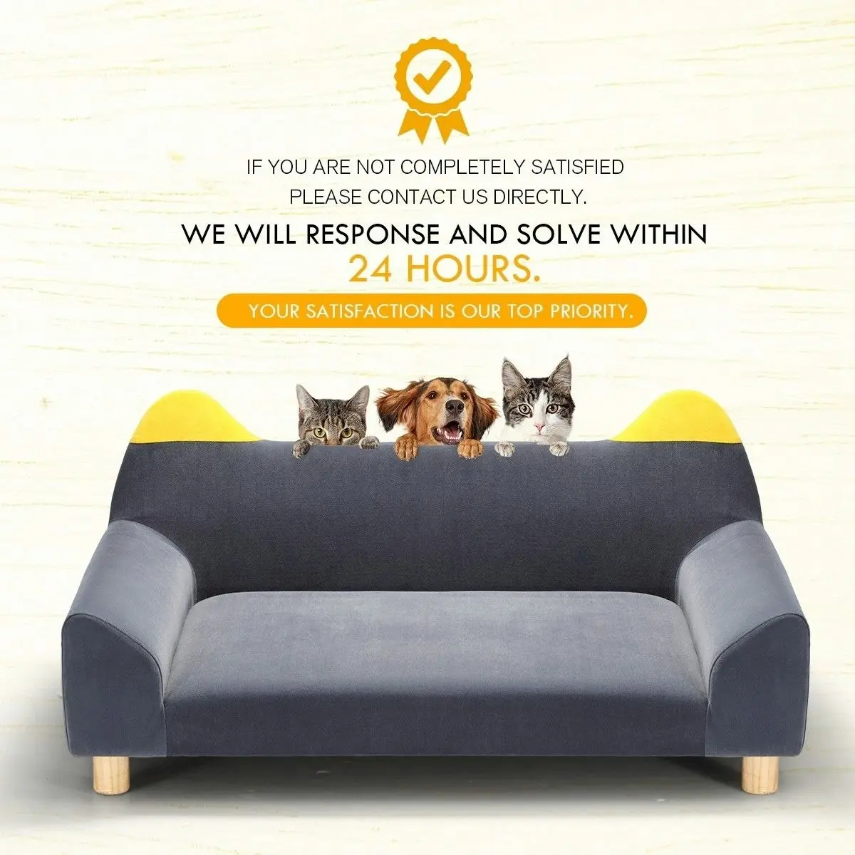 Pet Scene Dog Bed Cat Couch Pet Sofa Doggy Soft Lounge Puppy Cushioned Chaise Furniture Ears Legs Flannelette