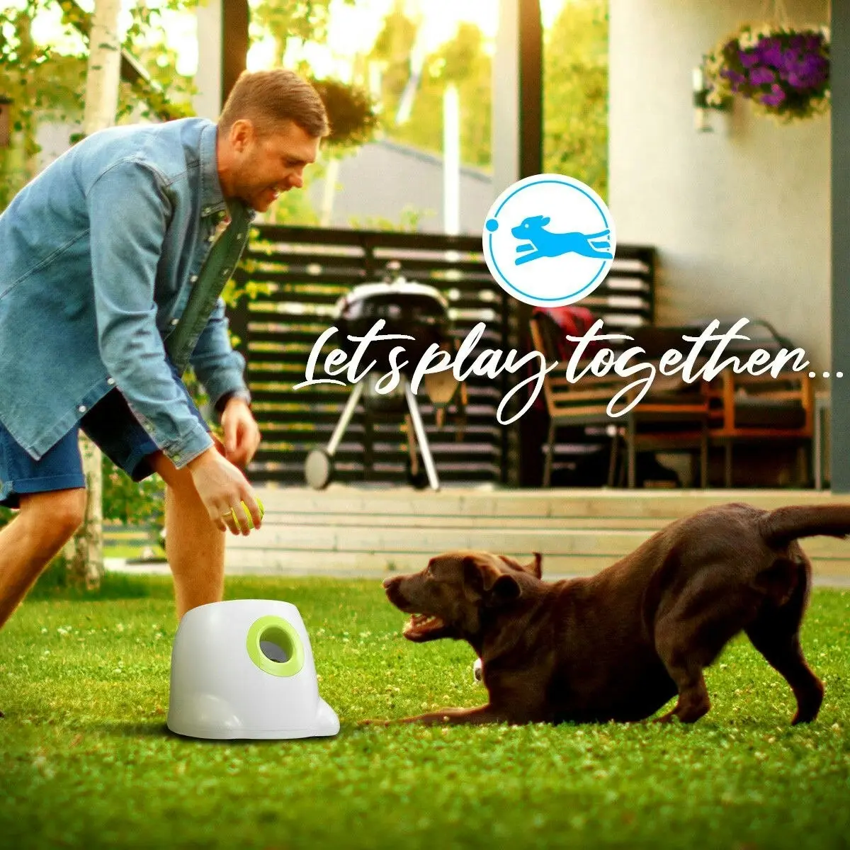 Ausway AFP Dog Ball Launcher Thrower Automatic Tennis Fetch Throwing Machine Adjustable Distance with 3 Balls