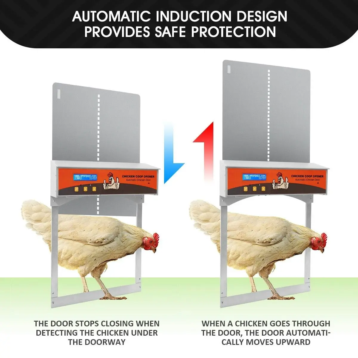 Pet Scene Automatic Chicken Door Auto Opener Coop House Kit Cage Closer Timer Light Sensor Upgraded