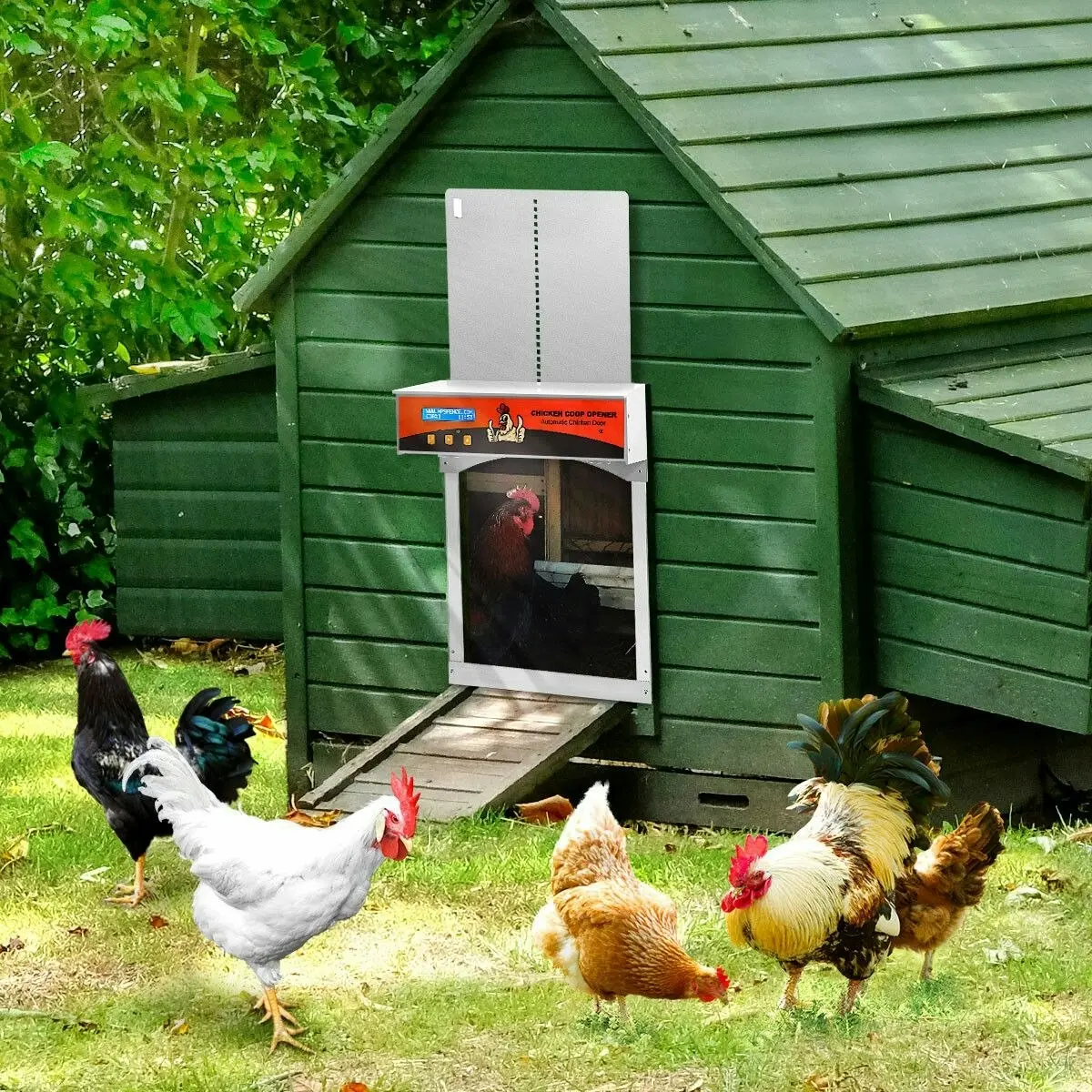 Pet Scene Automatic Chicken Door Auto Opener Coop House Kit Cage Closer Timer Light Sensor Upgraded