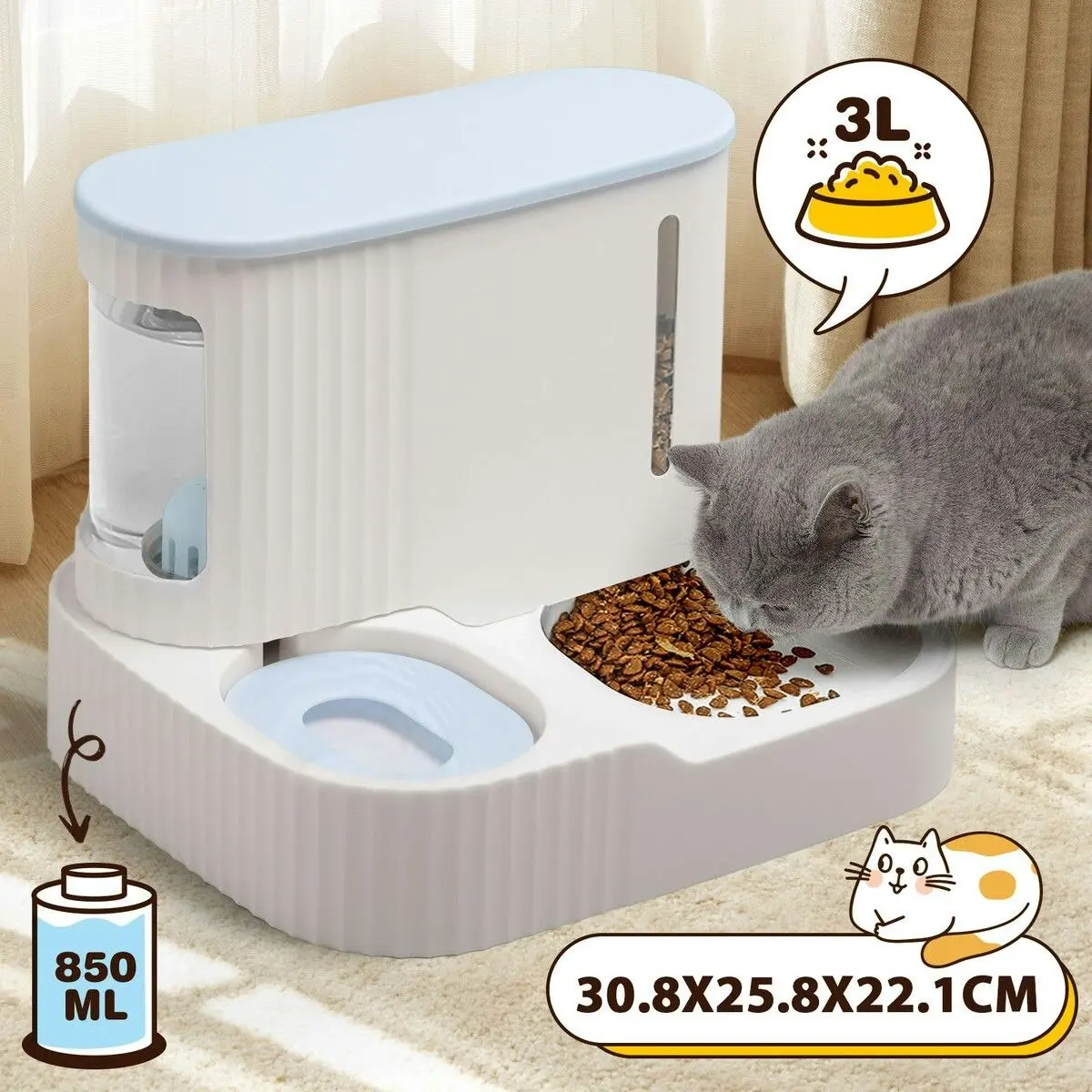 Pet Scene Auto Pet Feeder 2 In 1 Dog Cat Food Water Dispenser Bowl Automatic Gravity Fed for Small Large Pets