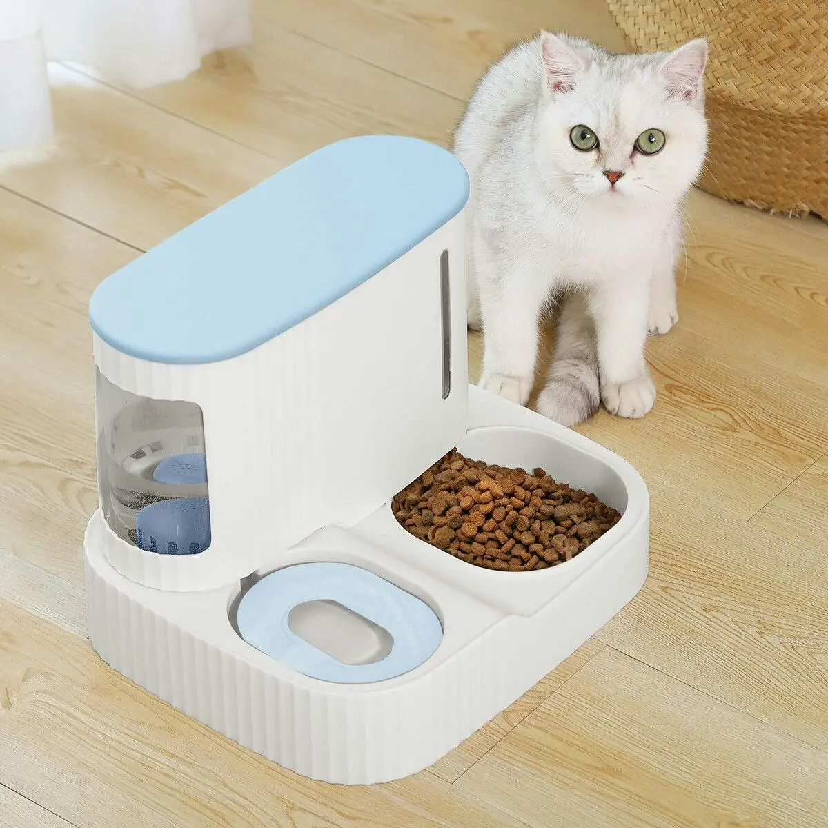 Pet Scene Auto Pet Feeder 2 In 1 Dog Cat Food Water Dispenser Bowl Automatic Gravity Fed for Small Large Pets