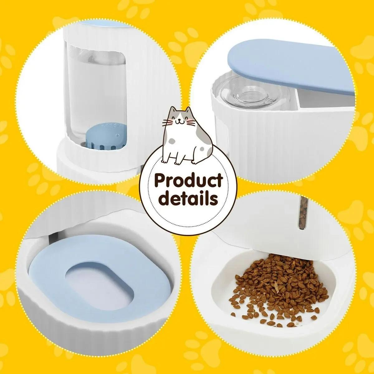 Pet Scene Auto Pet Feeder 2 In 1 Dog Cat Food Water Dispenser Bowl Automatic Gravity Fed for Small Large Pets