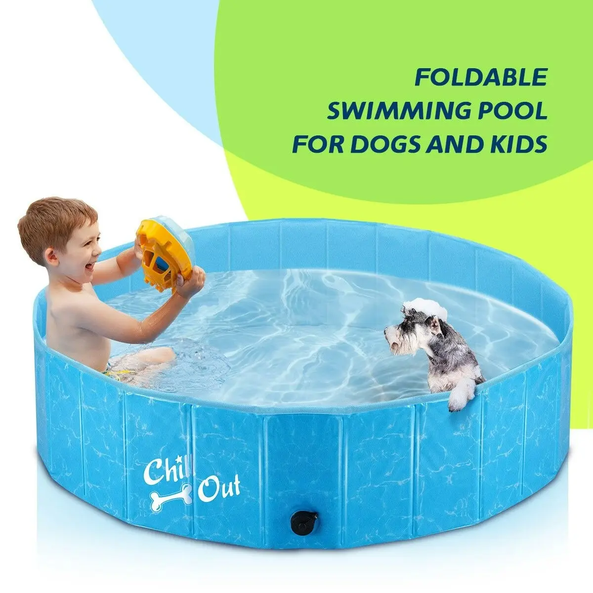 AFP  Portable Foldable Dog Puppy Swimming Paddling Pool Washing Bath Tub L Size for Cat Pet Children