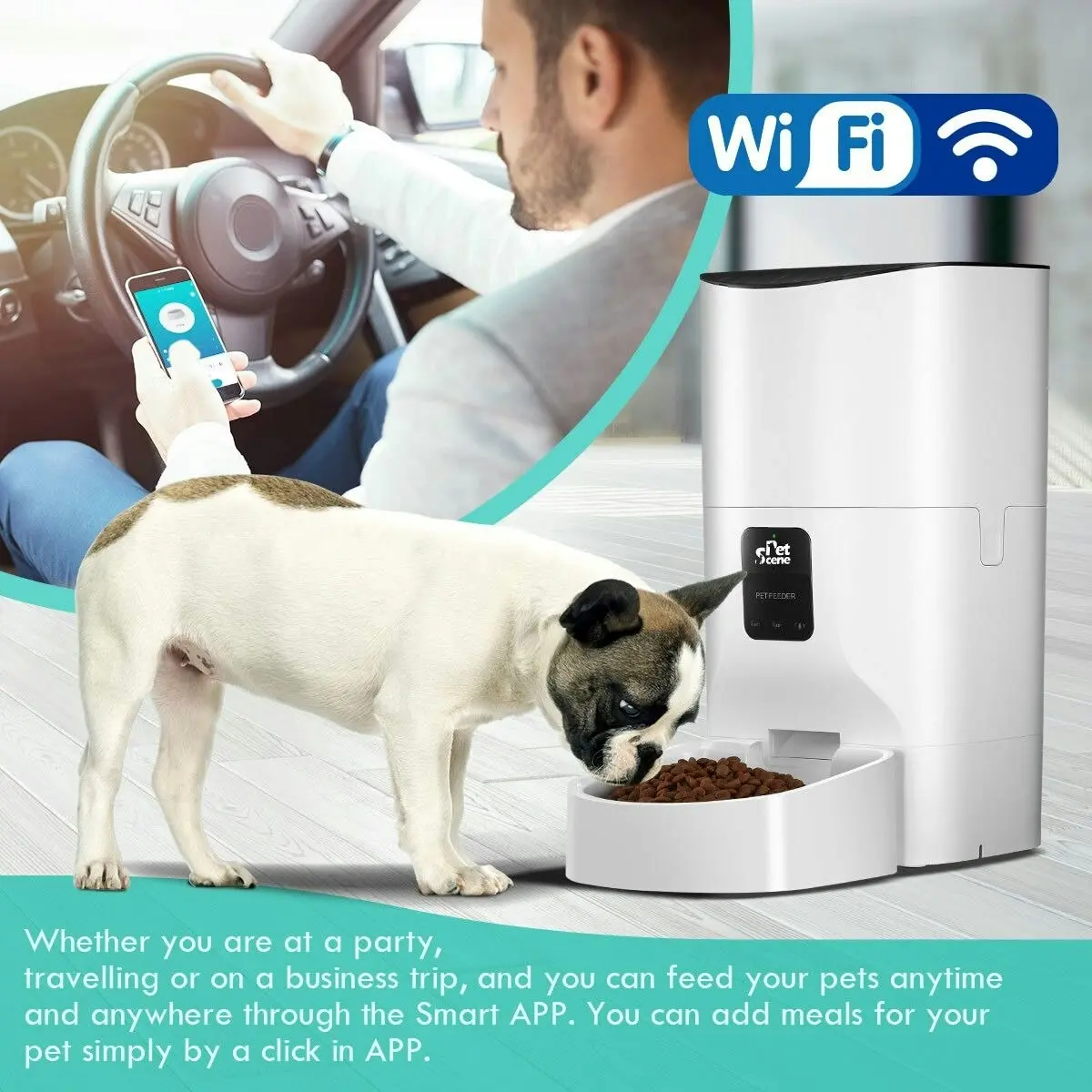 Pet Scene 9L Automatic Pet Feeder Wi-Fi Smart Cat Dog Feeder with App Remote Control