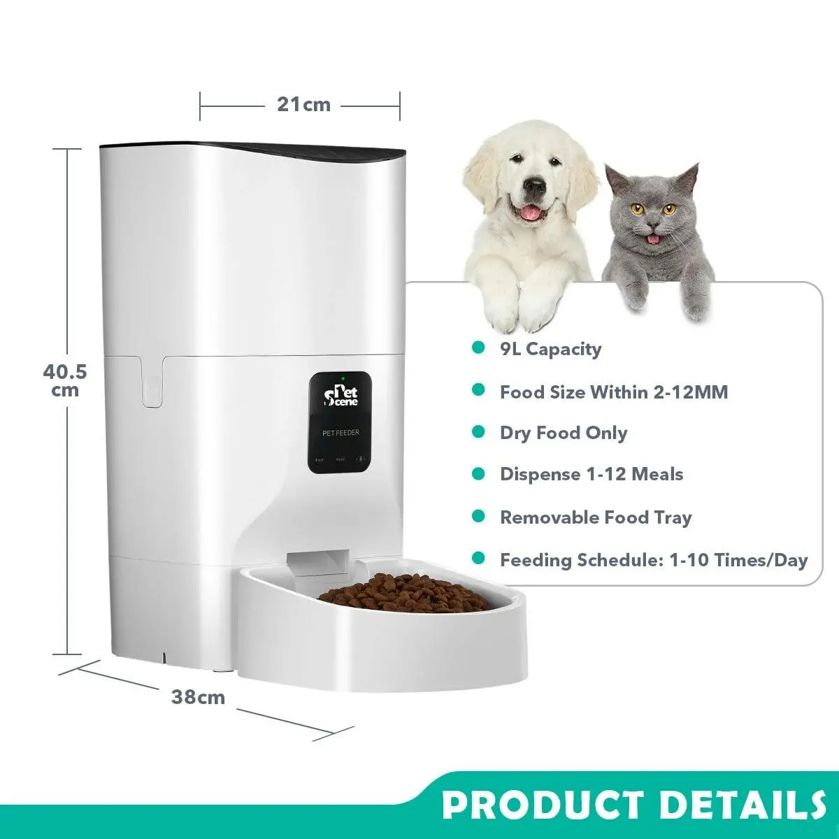 Pet Scene 9L Automatic Pet Feeder Wi-Fi Smart Cat Dog Feeder with App Remote Control