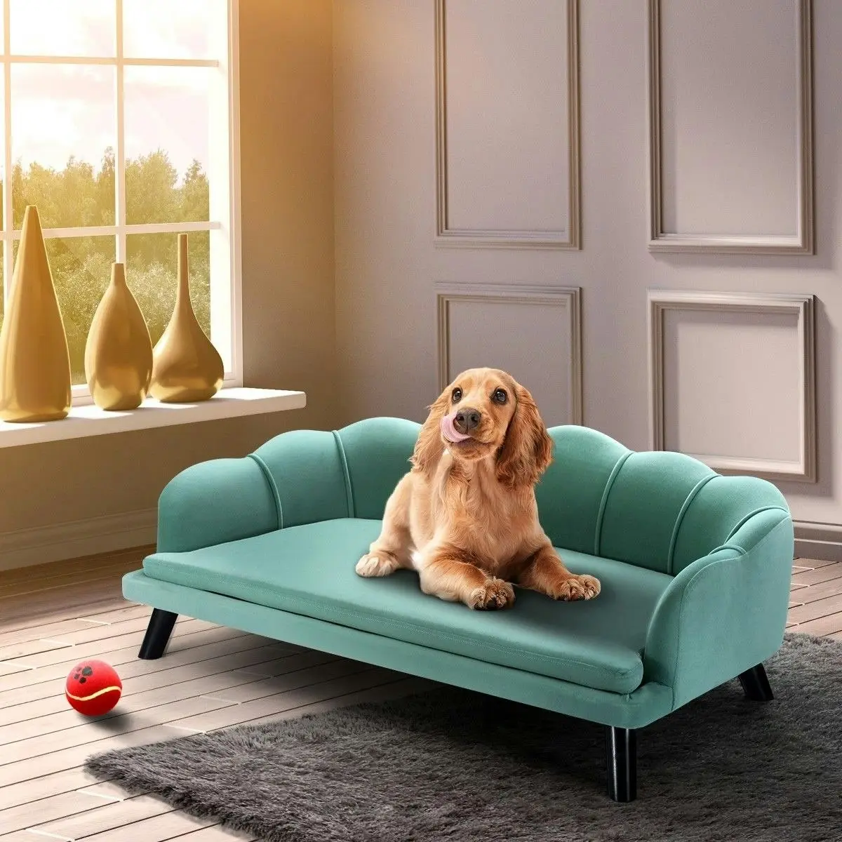 Pet Scene Raised Dog Bed Cat Couch Puppy Lounge Doggy Soft Cushioned Sofa Pet Chaise Furniture XL