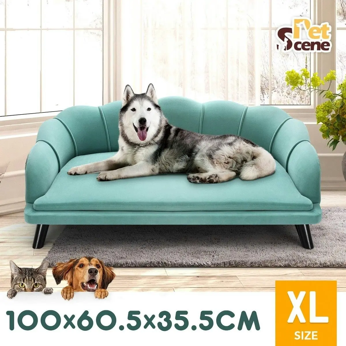 Pet Scene Raised Dog Bed Cat Couch Puppy Lounge Doggy Soft Cushioned Sofa Pet Chaise Furniture XL