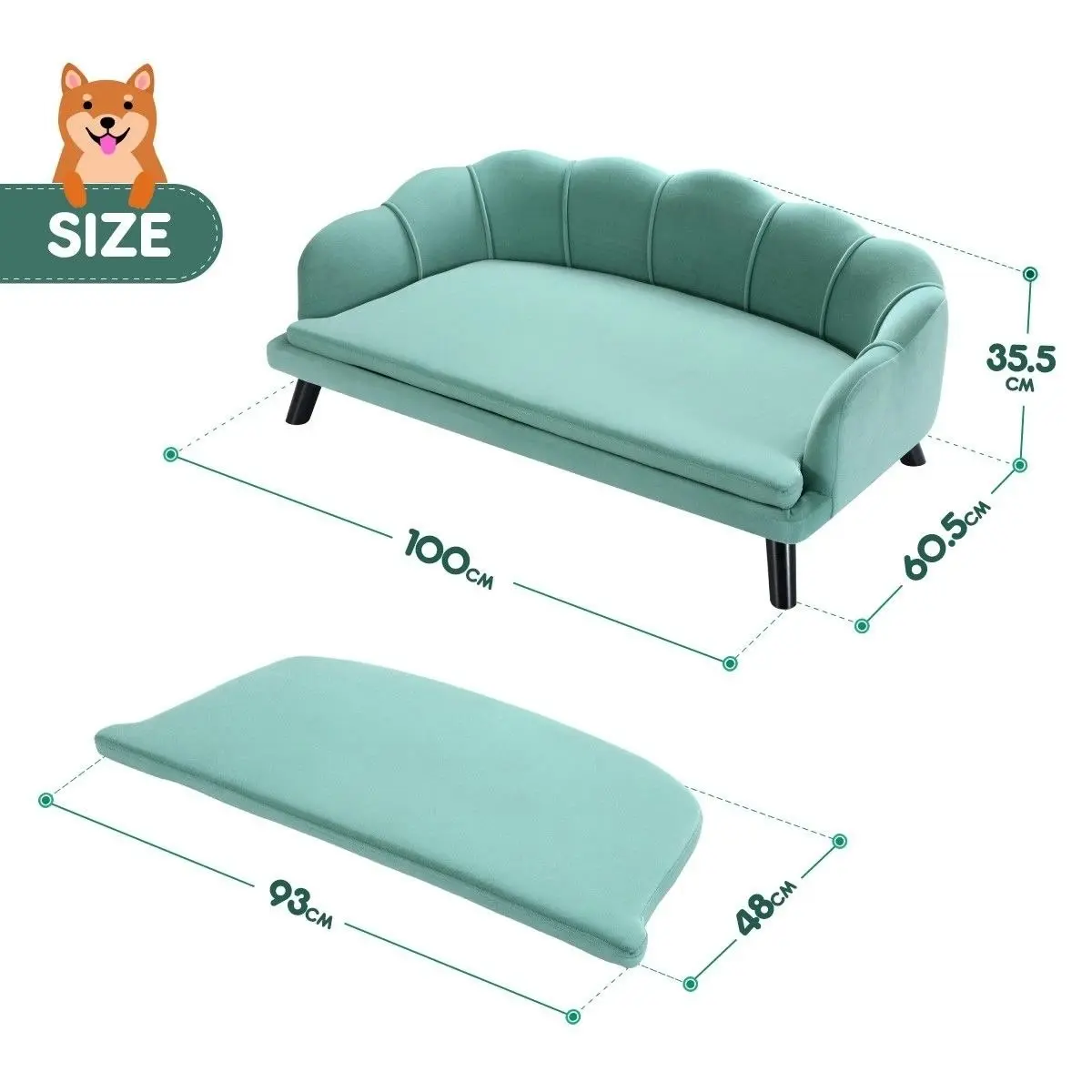 Pet Scene Raised Dog Bed Cat Couch Puppy Lounge Doggy Soft Cushioned Sofa Pet Chaise Furniture XL