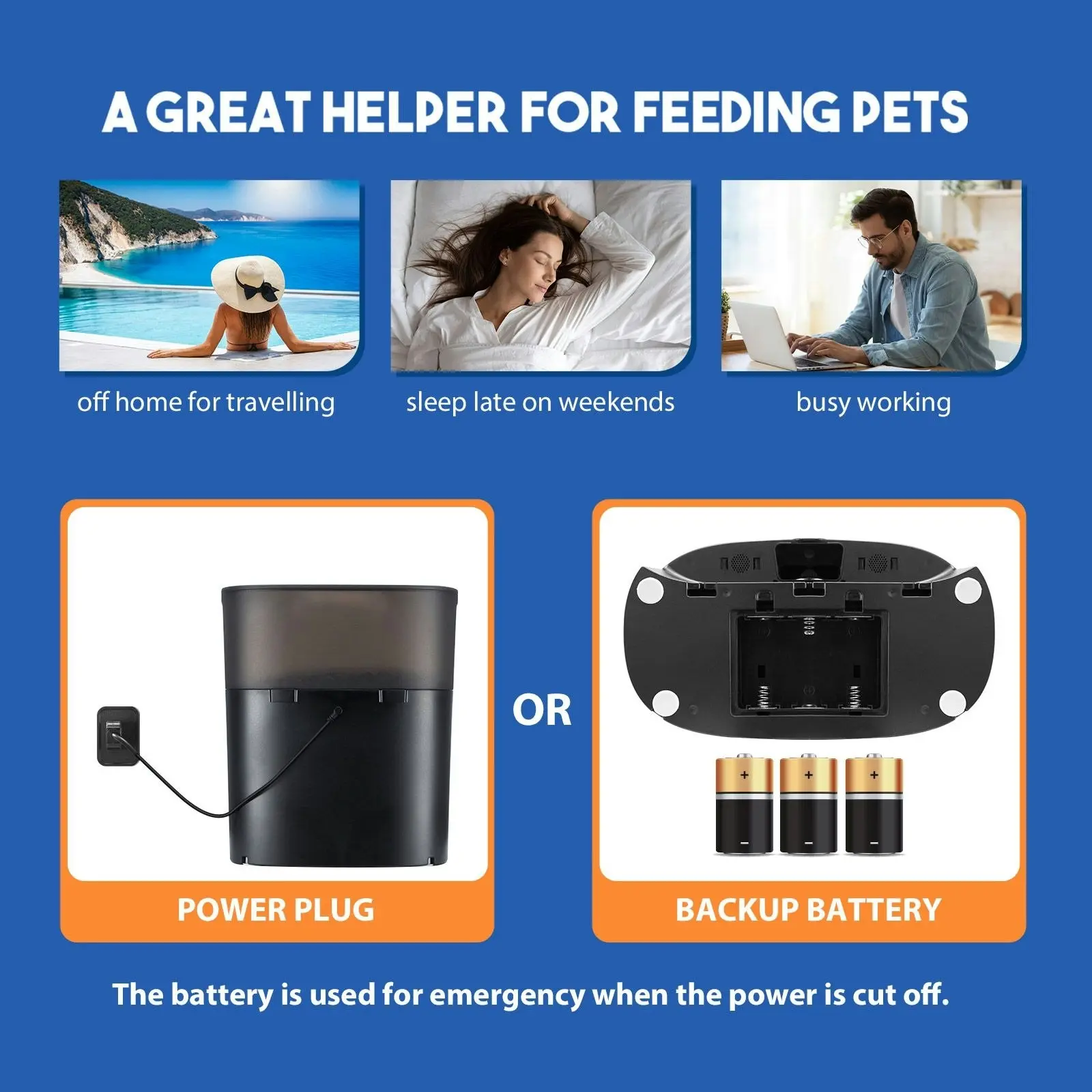 Pet Scene Automatic Pet Cat Feeder Dog Auto Dual Bowls Timed Food Dispenser 6L with Voice Recorder Petscene Black