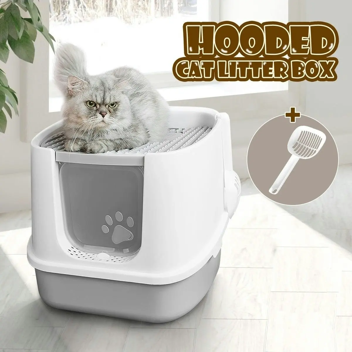 Pet Scene Cat Litter Box House Tray Large Fully Enclosed Hooded Kitty Toilet Furniture Pet Training