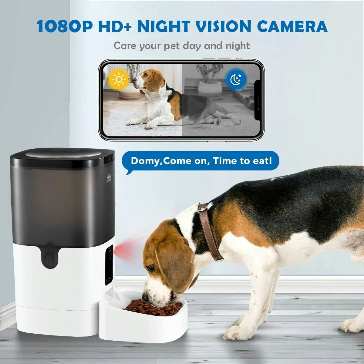 Pet Scene 6L Automatic Pet Feeder Auto Dog Cat Feeder with 1080HD Camera App Control and Night Vision