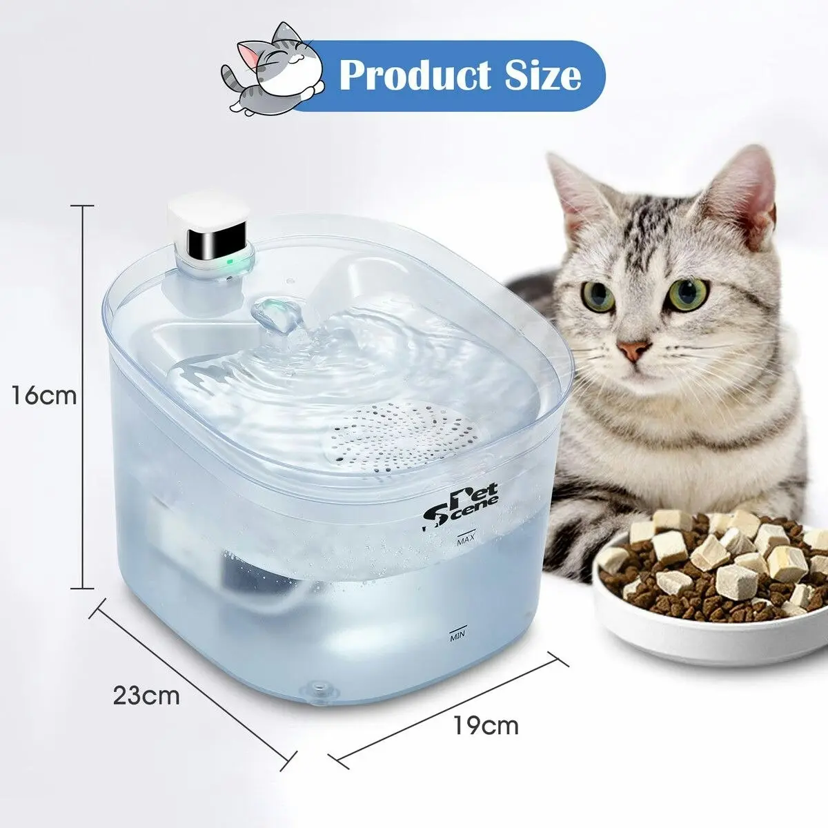 Pet Scene 2.5L Automatic Cat Water Fountain Smart Pet Drinking Dispenser Feeder Bowl with Infrared Sensored