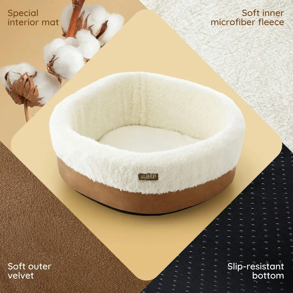 Pet Scene Heated Dog Cat Bed Pet Puppy Kitten Heater Washable Calming Heating Warmer Indoor Warming Comforting Nest 41x41x16cm