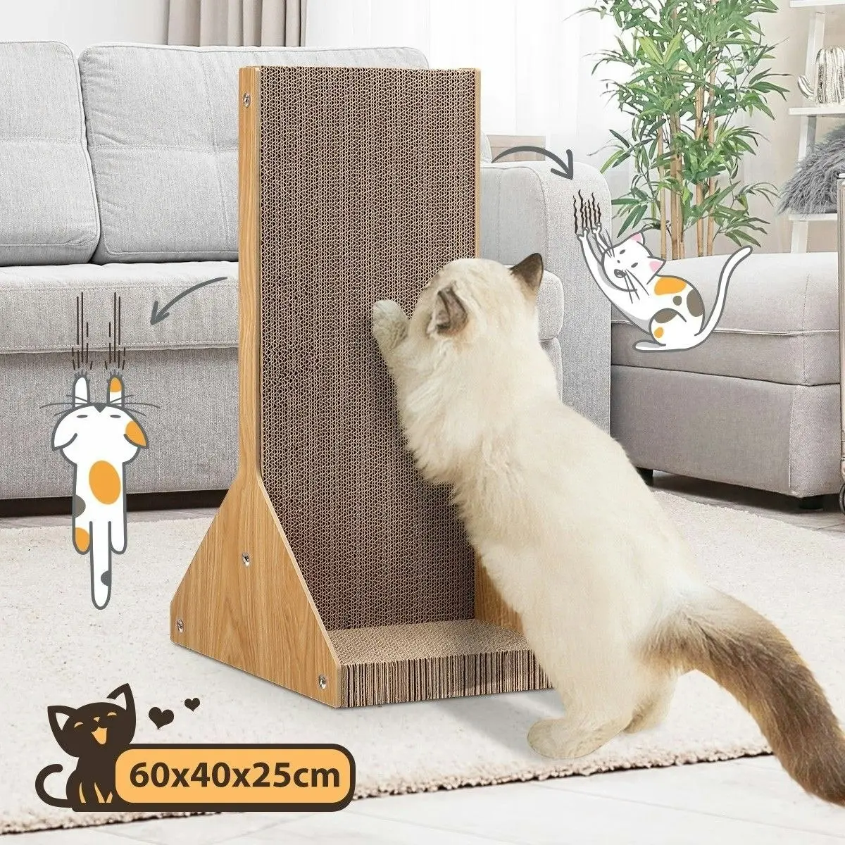 Pet Scene Corrugated Cardboard Cat Scratching Board Cat Tree Scratcher Pad Lounge Toy Furniture