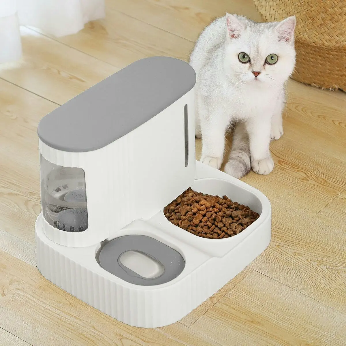 Pet Scene 2 IN 1 Pet Automatic Feeder Cats Food Bowl Dog Water Dispenser Gravity Fed for Small Large Pets