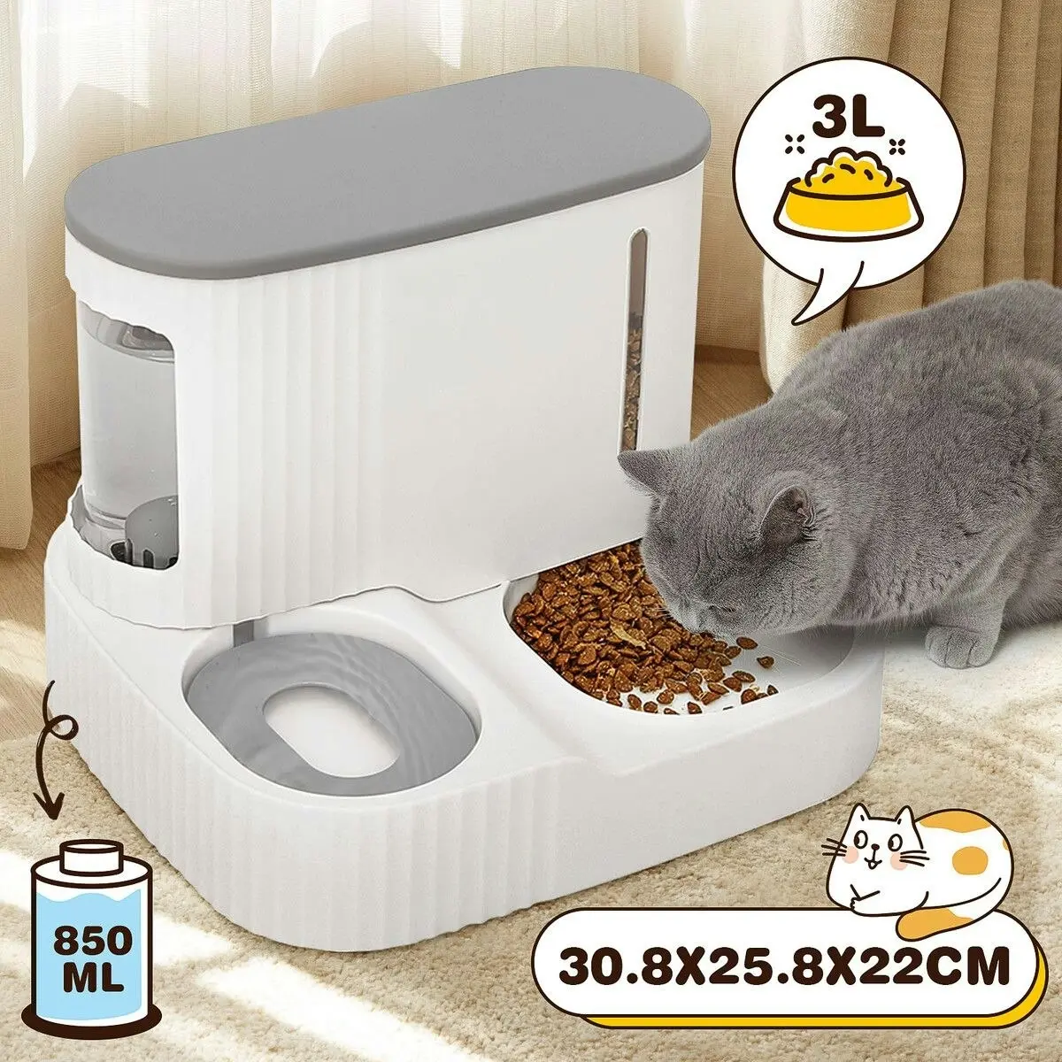 Pet Scene 2 IN 1 Pet Automatic Feeder Cats Food Bowl Dog Water Dispenser Gravity Fed for Small Large Pets