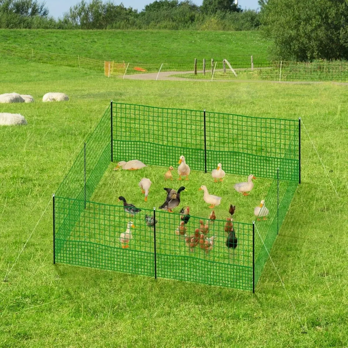 Pet Scene Chicken Fence Poultry Coop Runs Pen Farm Mesh Cage Net Habitat Safe House Turkey Breeding 1.15m x 25m