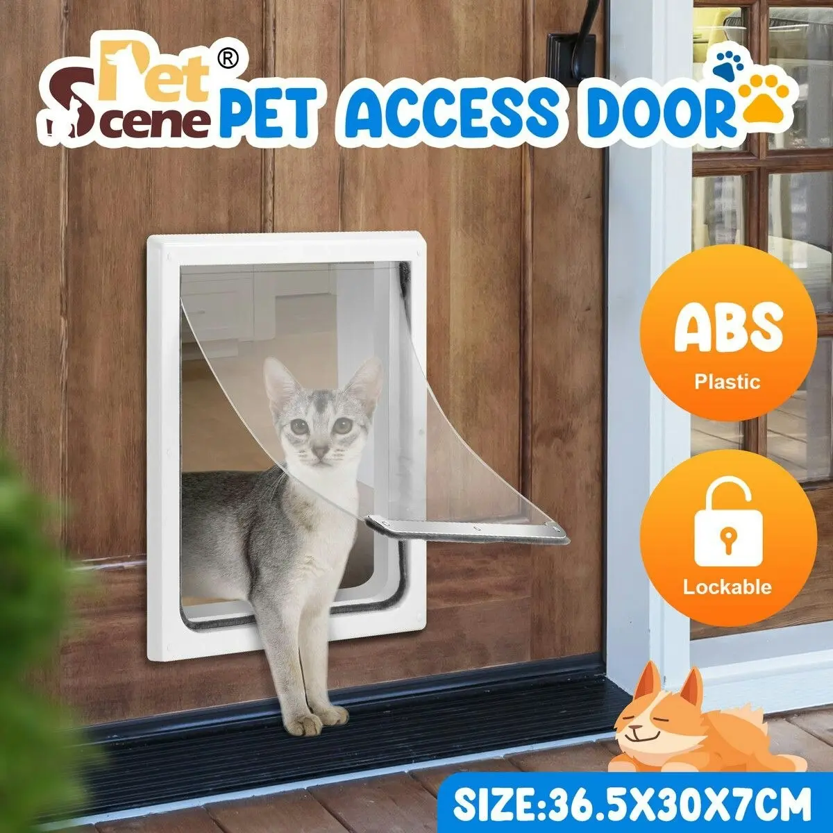 Pet Scene Pet Dog Cat Door Flap Medium 2-Way Locking Safe Brushy Security Wall Metal Slide-in Lockable Panel