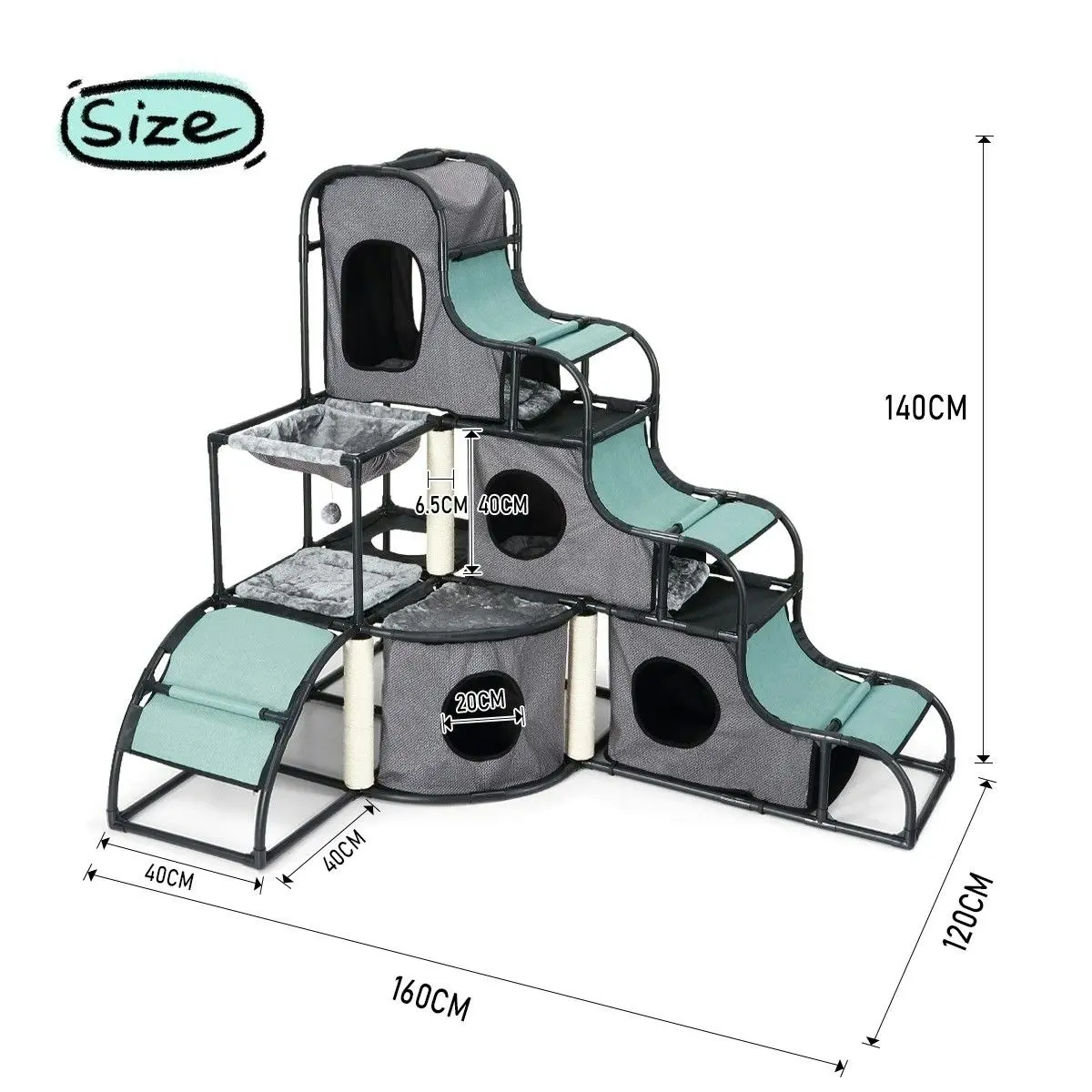 Pet Scene Cat Tower Scratching Post Climbing Tree Furniture Scratcher Pet Gym Condo House Activity Centre Nest Hammock Toys Kit Multi-Tier