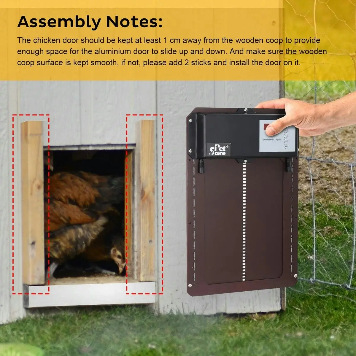 Pet Scene Petscene Automatic Chicken Coop Door Opener Kit LED Lights Timer Light Sensor Remote Waterproof