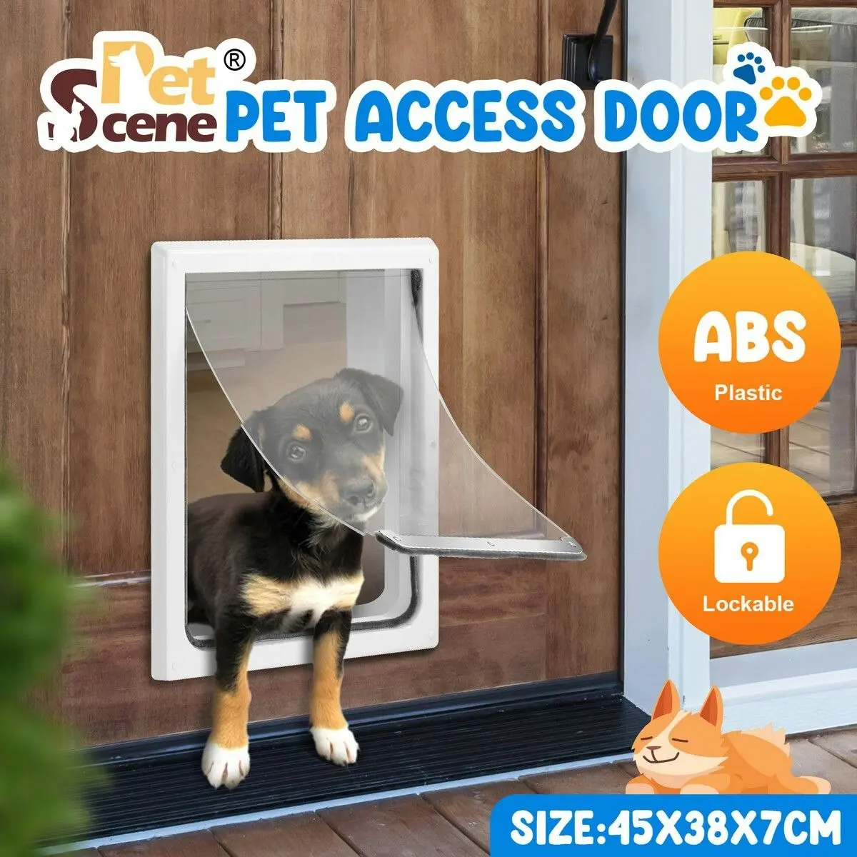 Pet Scene Pet Dog Cat Door Flap Large 2-Way Locking Safe Brushy Security Wall Metal Slide-in Lockable Panel