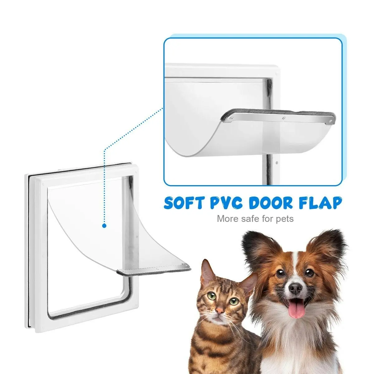 Pet Scene Pet Dog Cat Door Flap Large 2-Way Locking Safe Brushy Security Wall Metal Slide-in Lockable Panel