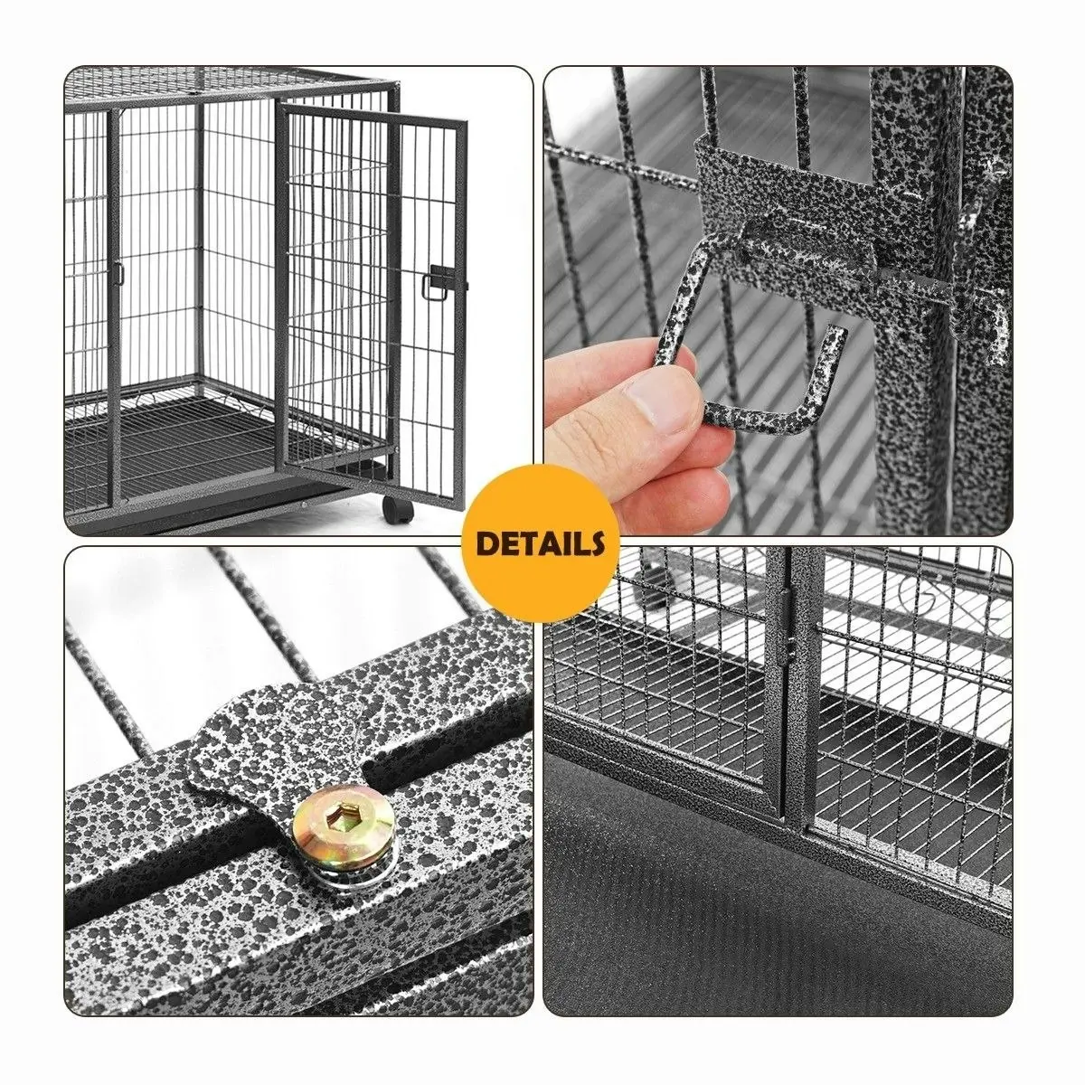 Pet Scene Dog Crate Doggy Playpen Puppy Kennel Pet Cat Rabbit House Metal Heavy Duty Wheels Tray 36 Inch