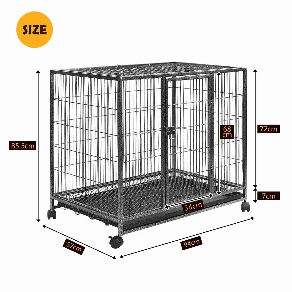 Pet Scene Dog Crate Doggy Playpen Puppy Kennel Pet Cat Rabbit House Metal Heavy Duty Wheels Tray 36 Inch