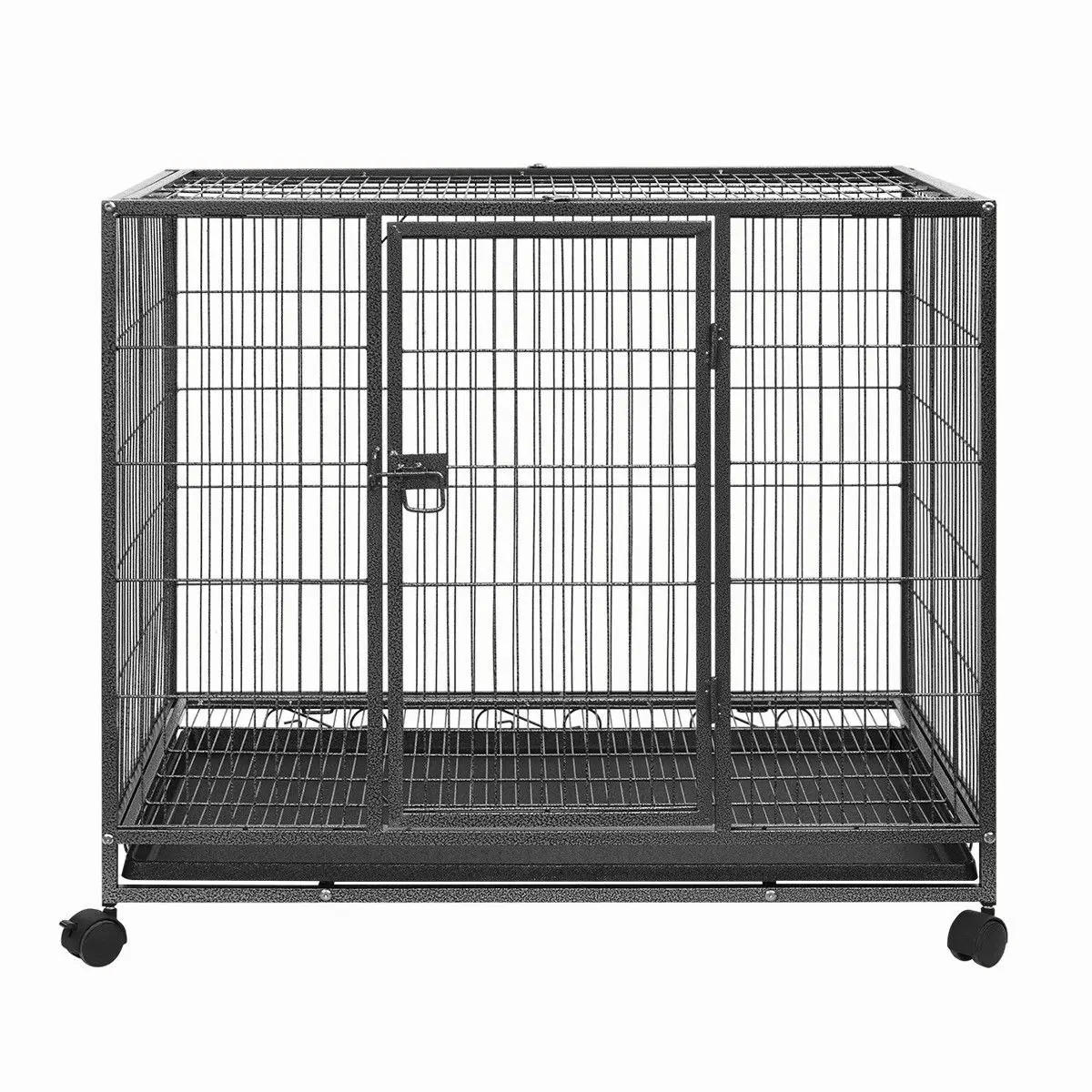 Pet Scene Dog Crate Doggy Playpen Puppy Kennel Pet Cat Rabbit House Metal Heavy Duty Wheels Tray 36 Inch